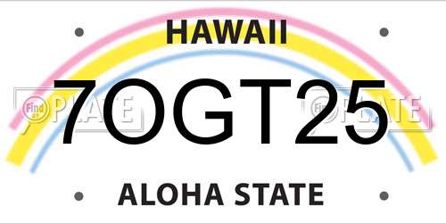 7OGT25 Hawaii License Plate