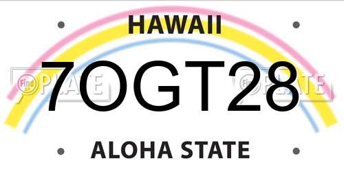 7OGT28 Hawaii License Plate