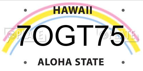 7OGT75 Hawaii License Plate
