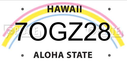 7OGZ28 Hawaii License Plate