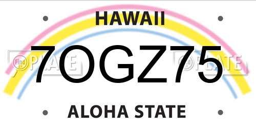 7OGZ75 Hawaii License Plate