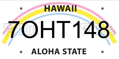 7OHT148 Hawaii License Plate