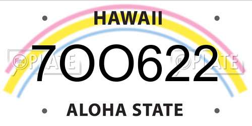 7OO622 Hawaii License Plate
