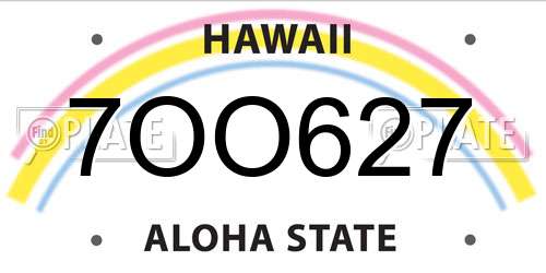 7OO627 Hawaii License Plate