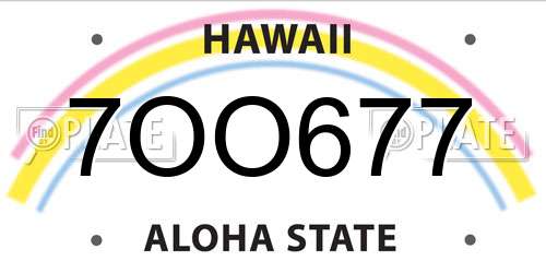 7OO677 Hawaii License Plate