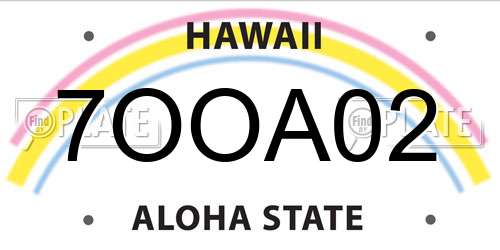 7OOA02 Hawaii License Plate