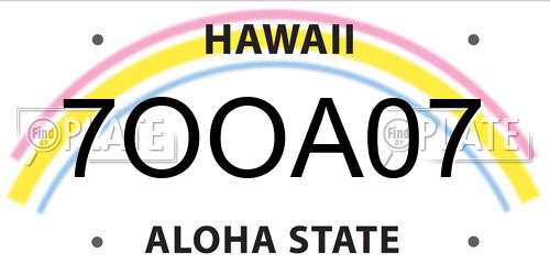 7OOA07 Hawaii License Plate