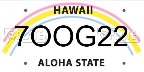 7OOG22 Hawaii License Plate