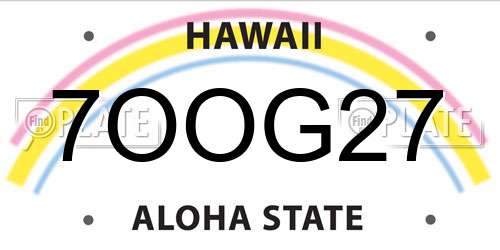 7OOG27 Hawaii License Plate