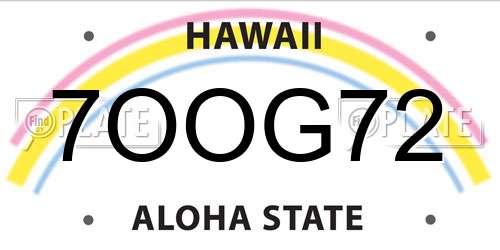 7OOG72 Hawaii License Plate