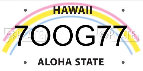 7OOG77 Hawaii License Plate