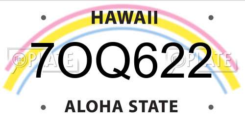 7OQ622 Hawaii License Plate