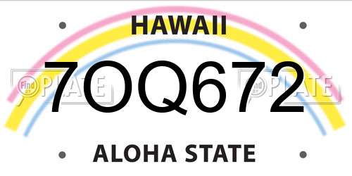 7OQ672 Hawaii License Plate