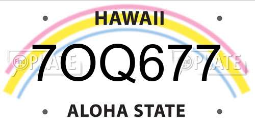 7OQ677 Hawaii License Plate