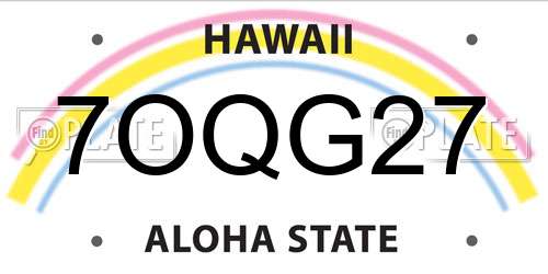 7OQG27 Hawaii License Plate