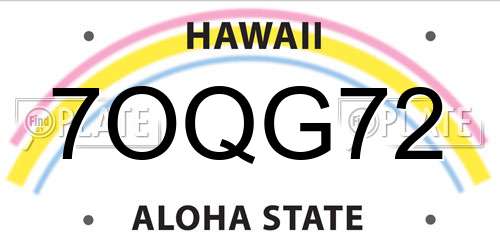 7OQG72 Hawaii License Plate