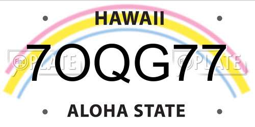 7OQG77 Hawaii License Plate