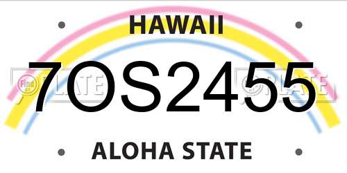 7OS2455 Hawaii License Plate