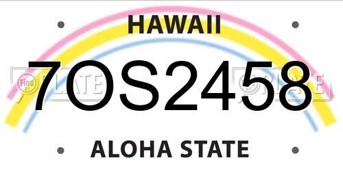 7OS2458 Hawaii License Plate