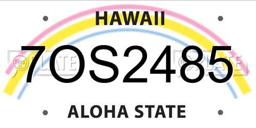 7OS2485 Hawaii License Plate