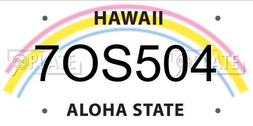 7OS504 Hawaii License Plate