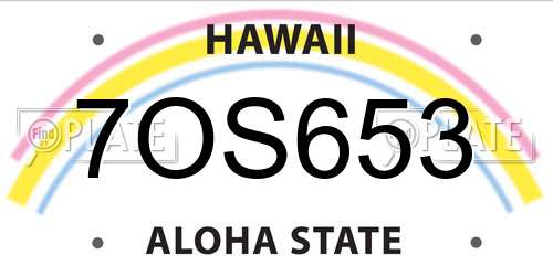 7OS653 Hawaii License Plate