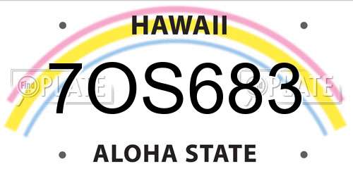 7OS683 Hawaii License Plate