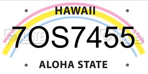 7OS7455 Hawaii License Plate