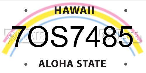 7OS7485 Hawaii License Plate