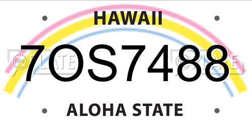 7OS7488 Hawaii License Plate