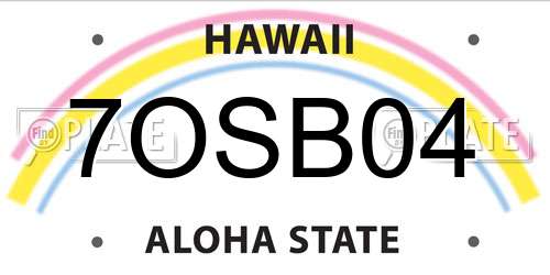 7OSB04 Hawaii License Plate