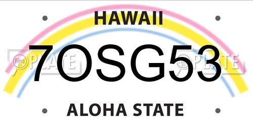 7OSG53 Hawaii License Plate