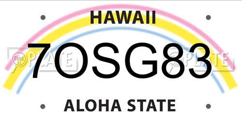 7OSG83 Hawaii License Plate