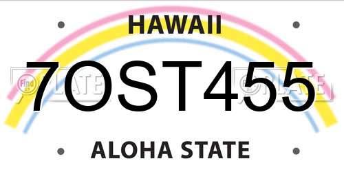 7OST455 Hawaii License Plate