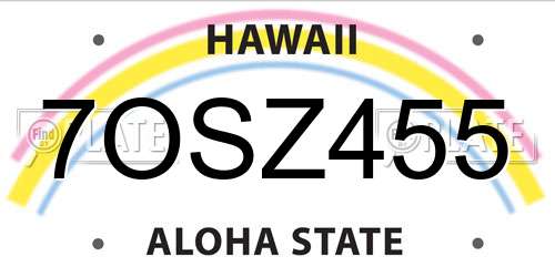7OSZ455 Hawaii License Plate