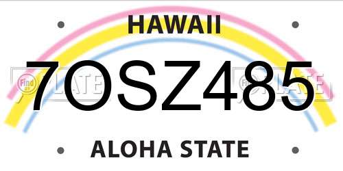7OSZ485 Hawaii License Plate