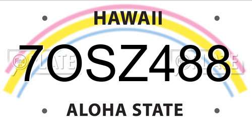 7OSZ488 Hawaii License Plate