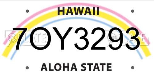 7OY3293 Hawaii License Plate