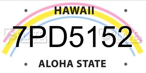 7PD5152 Hawaii License Plate