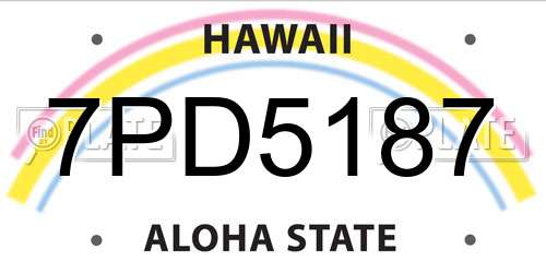 7PD5187 Hawaii License Plate