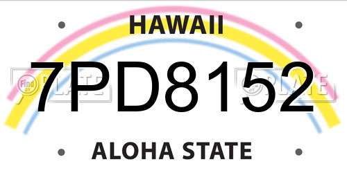 7PD8152 Hawaii License Plate