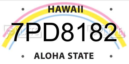 7PD8182 Hawaii License Plate
