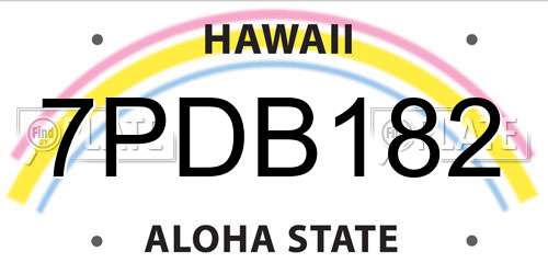 7PDB182 Hawaii License Plate