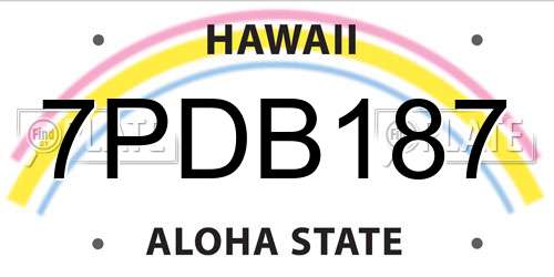 7PDB187 Hawaii License Plate