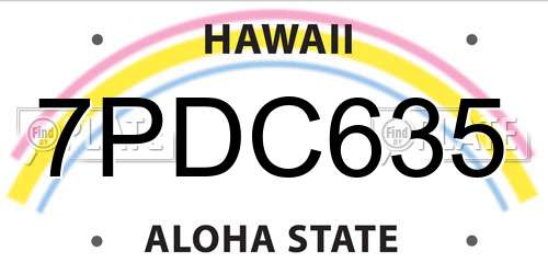 7PDC635 Hawaii License Plate