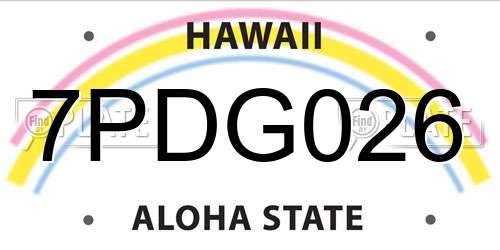 7PDG026 Hawaii License Plate
