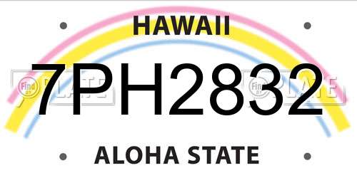 7PH2832 Hawaii License Plate