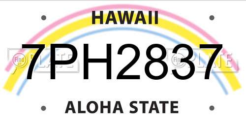 7PH2837 Hawaii License Plate