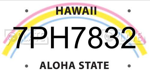 7PH7832 Hawaii License Plate