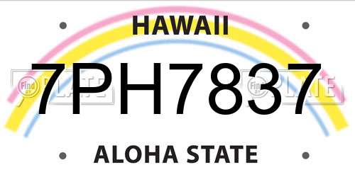 7PH7837 Hawaii License Plate